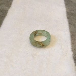 Soft Faceted Jade Resin Ring with Gold Leaf